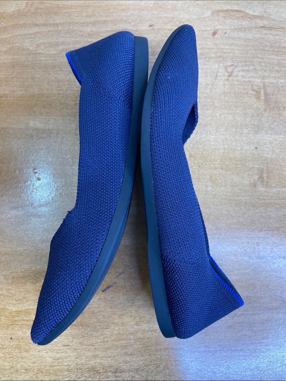 Rothy's Navy Pointed Knit Flats with Blue Trim. Size 5 - Picture 8 of 12